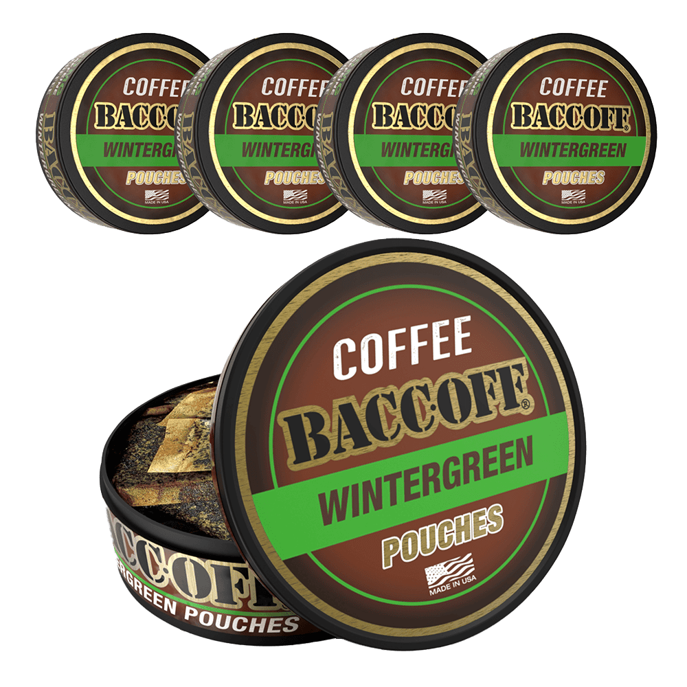 Multiple tins of Baccoff Coffee Wintergreen Pouches 