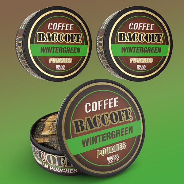 Three tins of Coffee BaccOff Wintergreen Pouches 