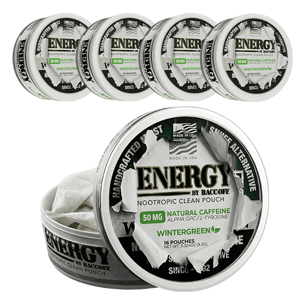 Multiple containers of Energy by Baccoff with a focus on one container 