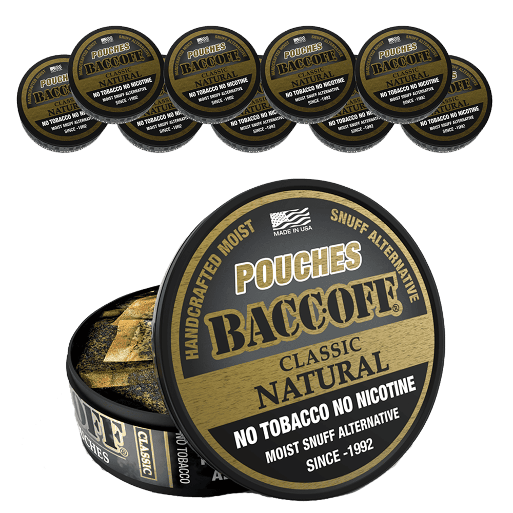 Baccoff pouches packaging with multiple tins 
