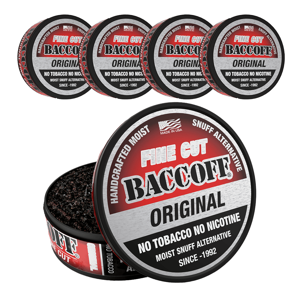 Fine cut BaccOff Original moist snuff alternative