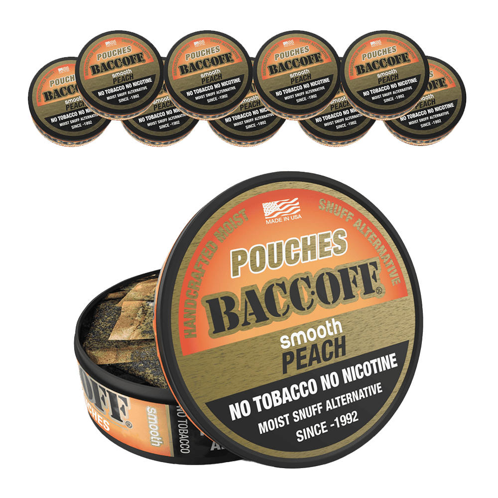 Baccoff pouches packaging with peach flavor 