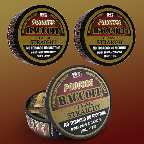 Three tins of Baccoff Classic Straight snuff