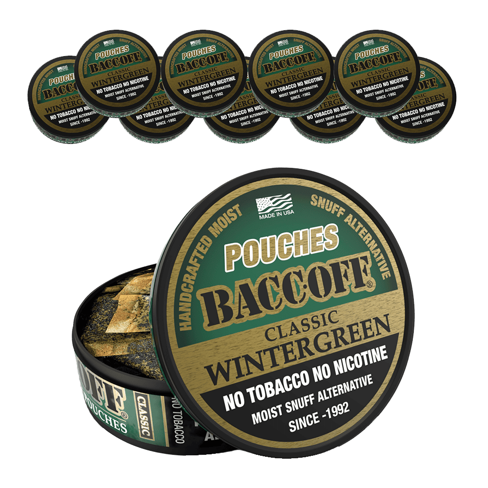 Baccoff Pouches Classic Wintergreen snuff alternative packaging 